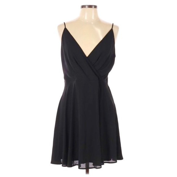 Express Fit & Flare V Neck Sexy Black Dress - Picture 1 of 7